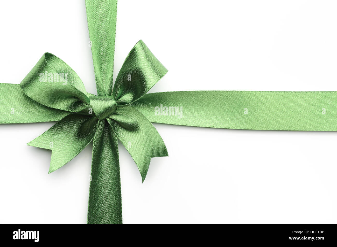 Green ribbon bow isolated on white background Stock Photo