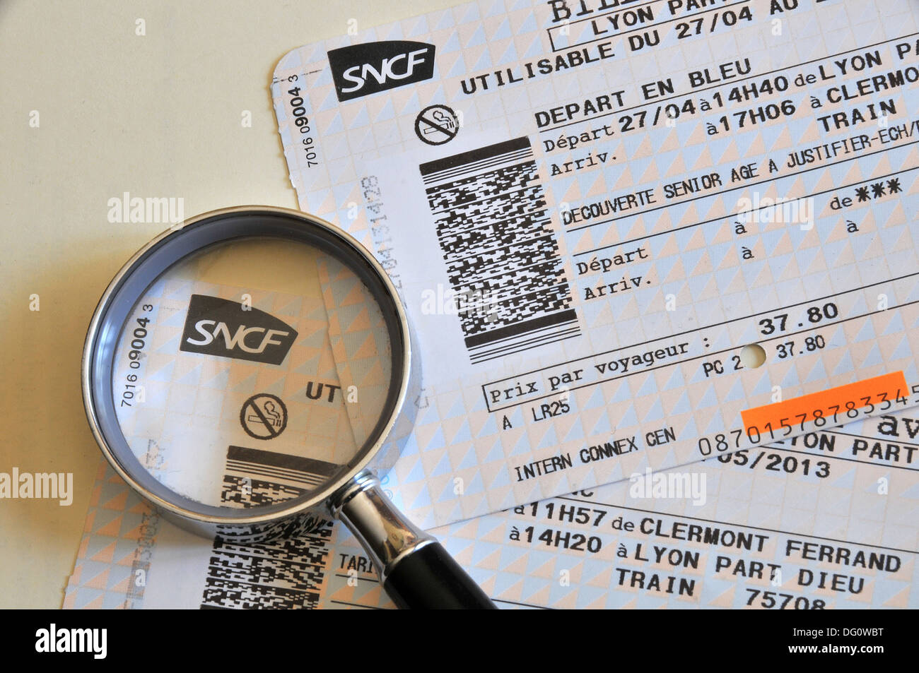 SNCF train ticket Stock Photo