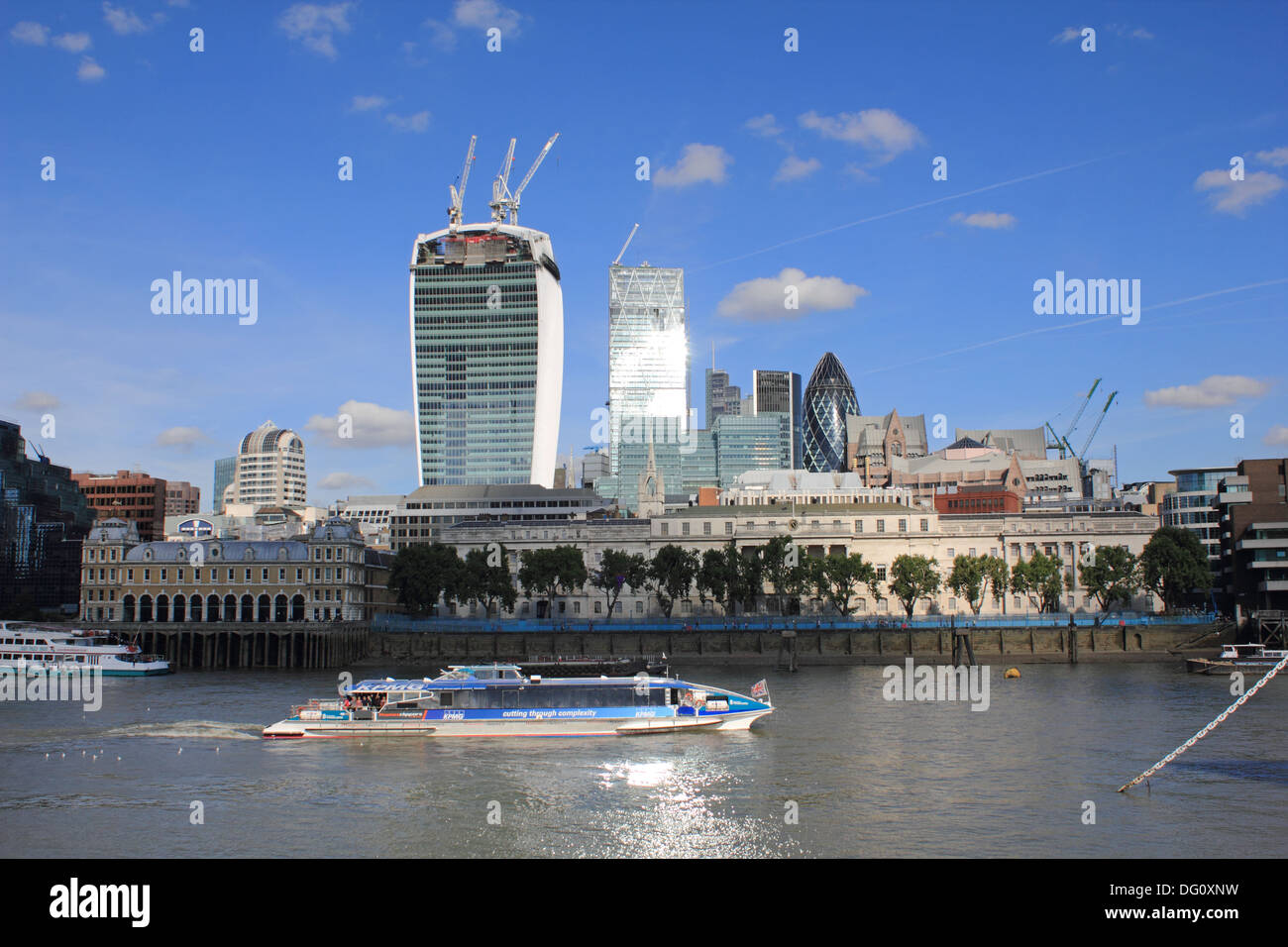 The Walkie-Talkie and Cheese Grater modern buildings on the City skyline London, England, UK. Stock Photo