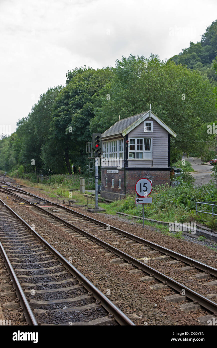 Railway signal box, Hebden Bridge Stock Photo
