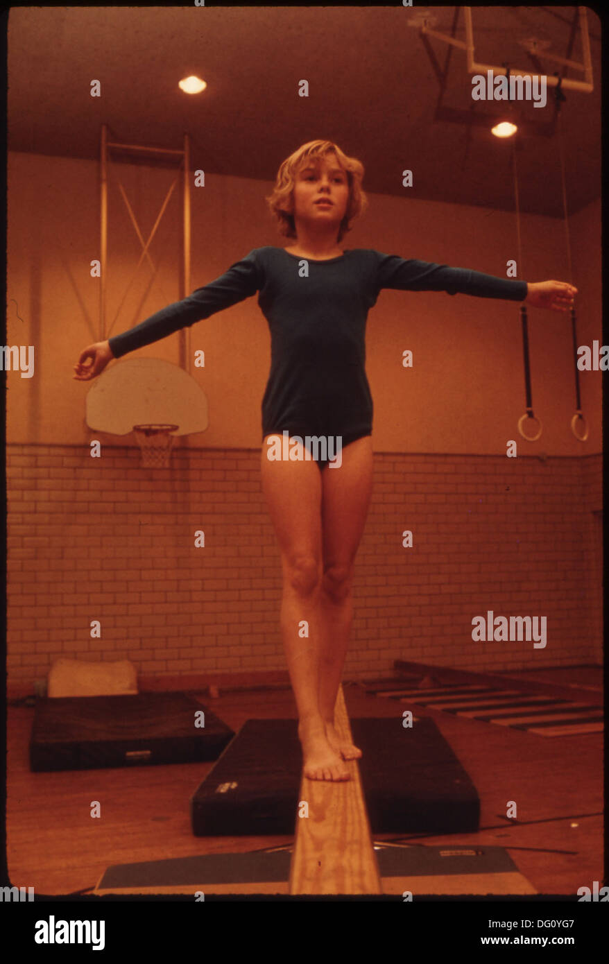 YOUNG GYMNAST TRAINS IN THE GYMNASIUM OF THE TURNER CLUB IN NEW ULM