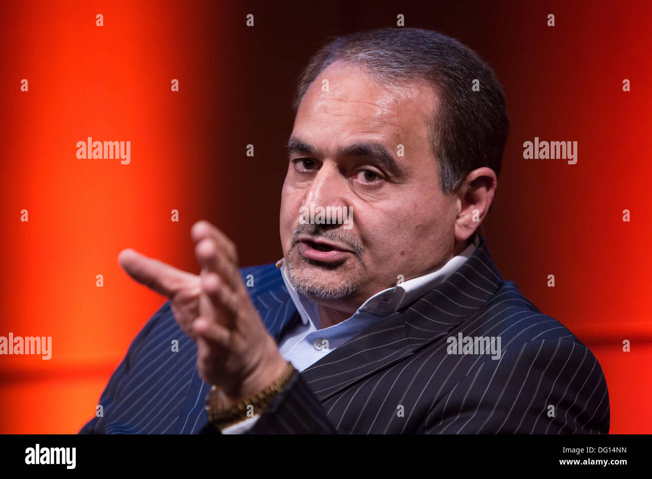 Hamburg, Germany. 10th Oct, 2013. The former Iranian nuclear negotiator Hossein Mousavian speaks during a panel discussion of the Koerber Foundation in Hamburg, Germany, 10 October 2013. Photo: Maja Hitij/dpa/Alamy Live News Stock Photo