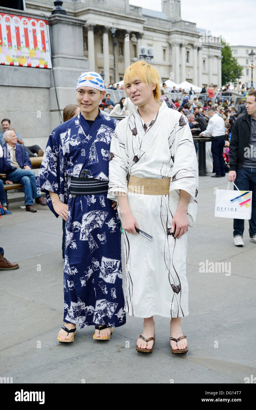 Two Japanese men wearing traditional costume at matsuri festival in London,  England. Oct 5, 2013 Stock Photo - Alamy