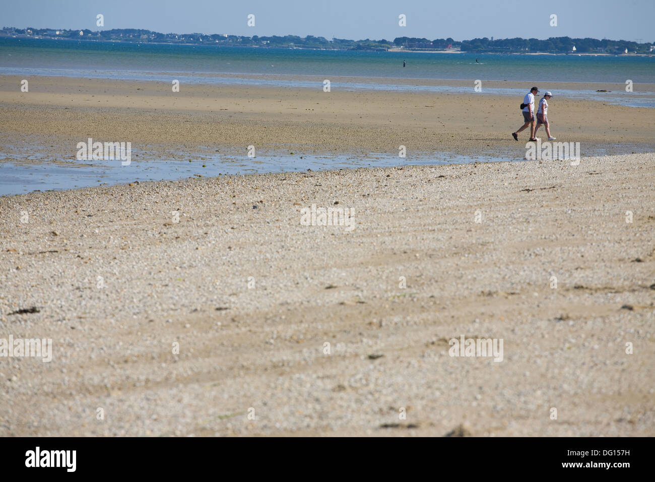 Low tide at Sables Blanches beach in Quiberon Peninsula. Morbihan coast