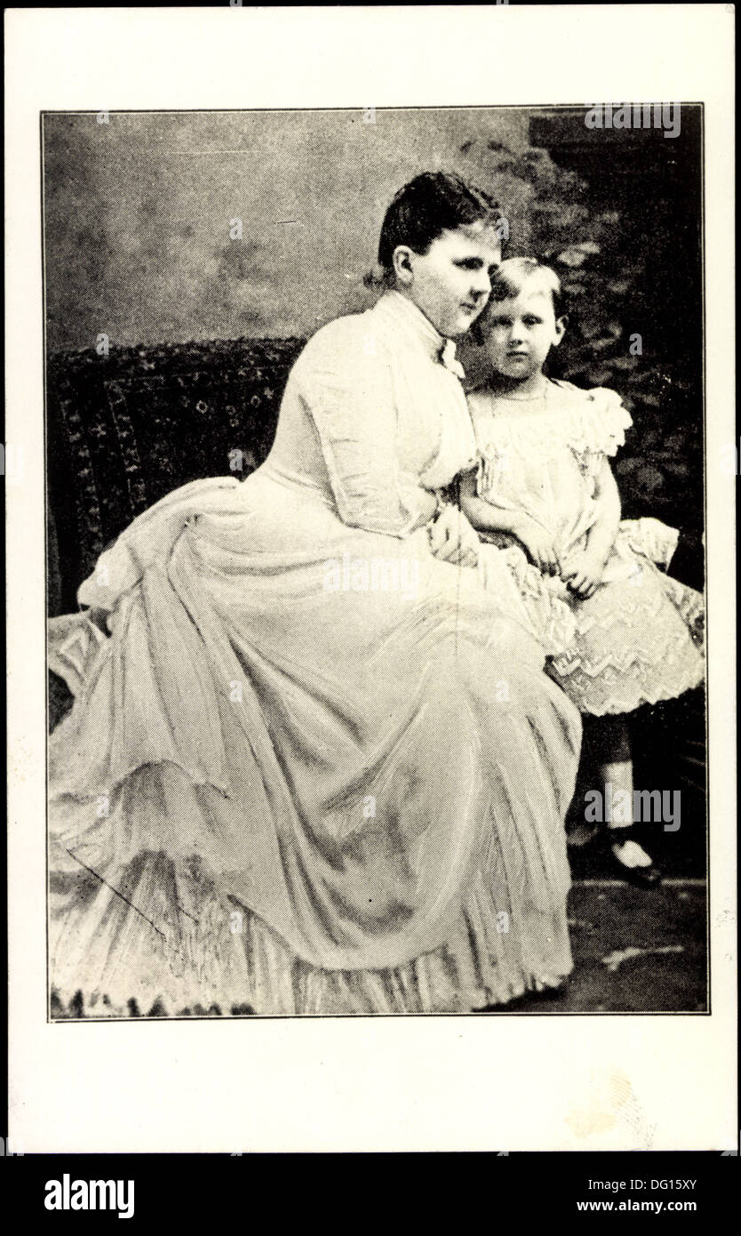 Ak Königin Emma mit Wilhelmina der Niederlande mit Tochter Stock Photo