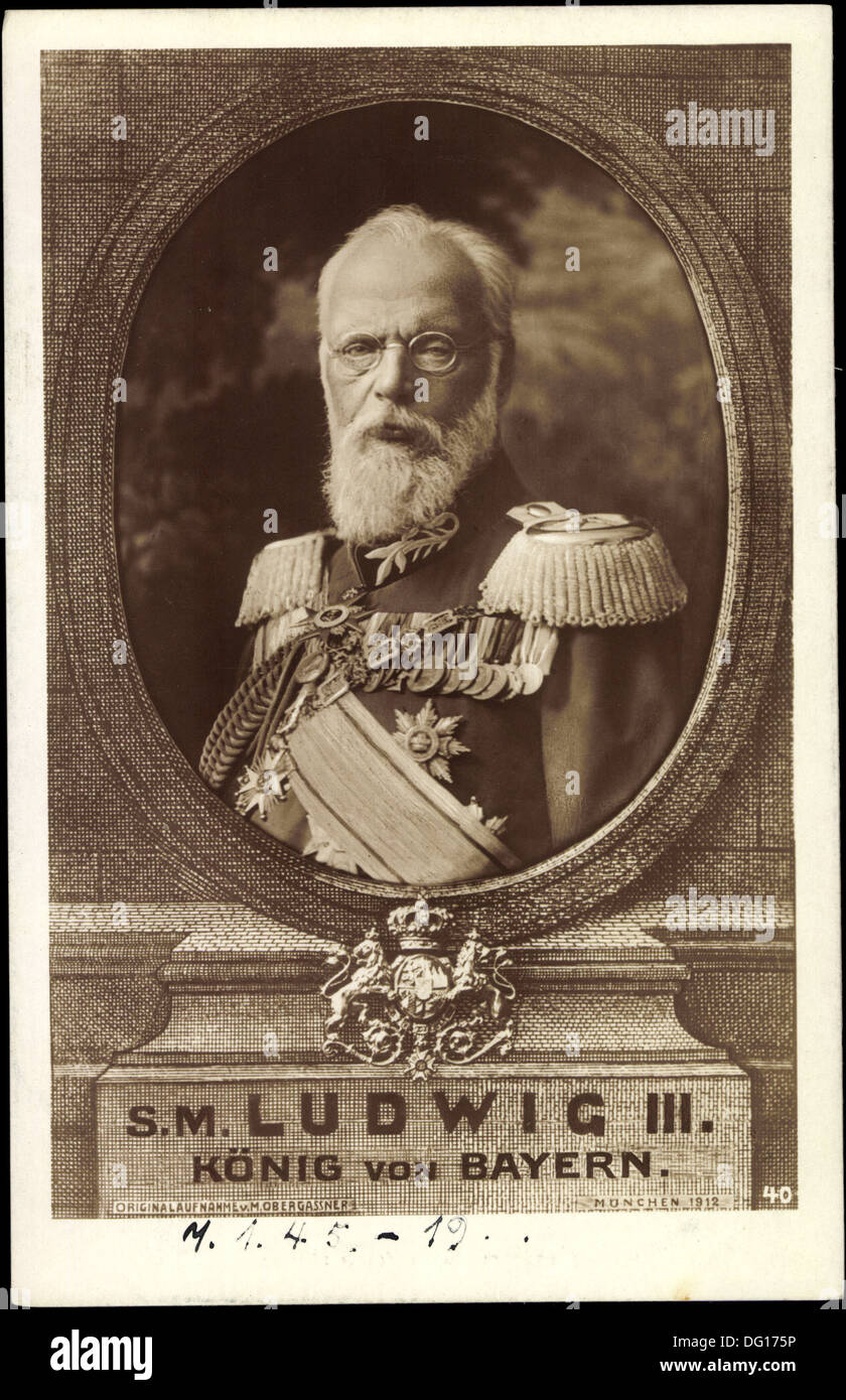 Passepartout Ak Ludwig III, König von Bayern, Uniform, Brille; Stock Photo