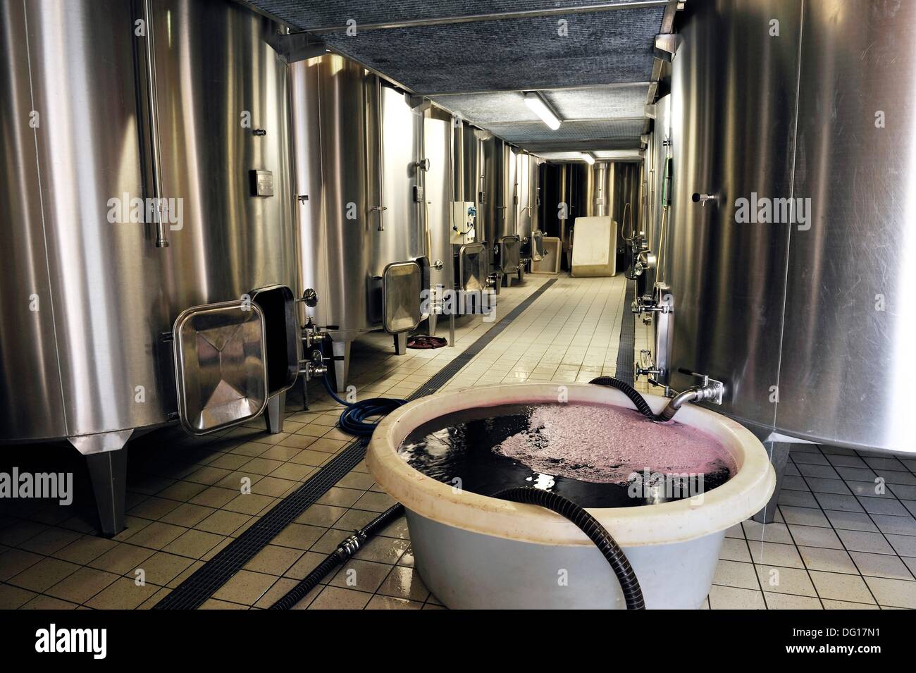 wine making vat of Chateau Beauregard, Pomerol, Gironde department, Aquitaine region, south-western France, Europe Stock Photo