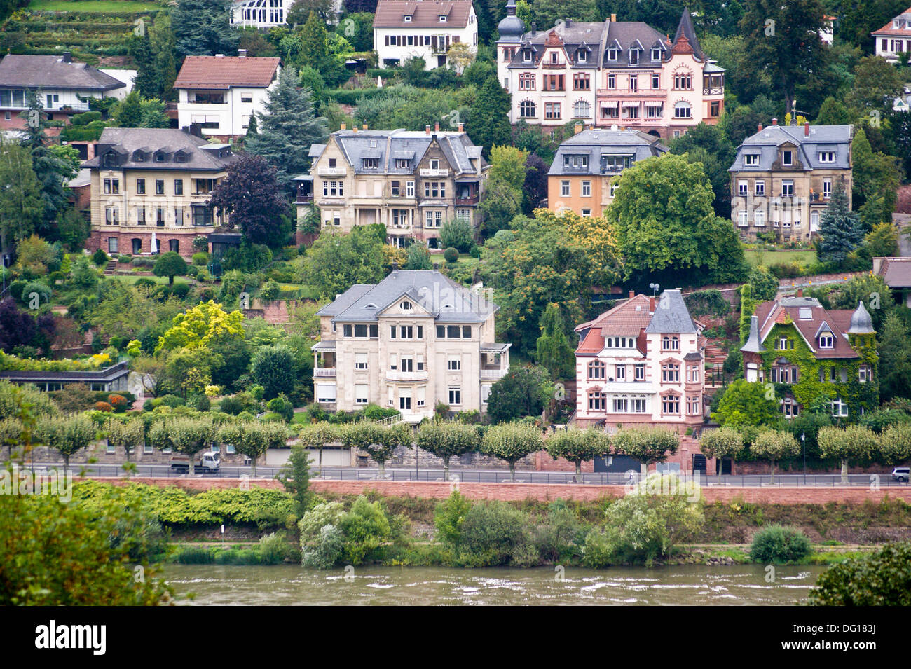 Mansions in late historicist style, Neuenheim,  Heidelberg, Baden-Wurttemberg, Germany Stock Photo