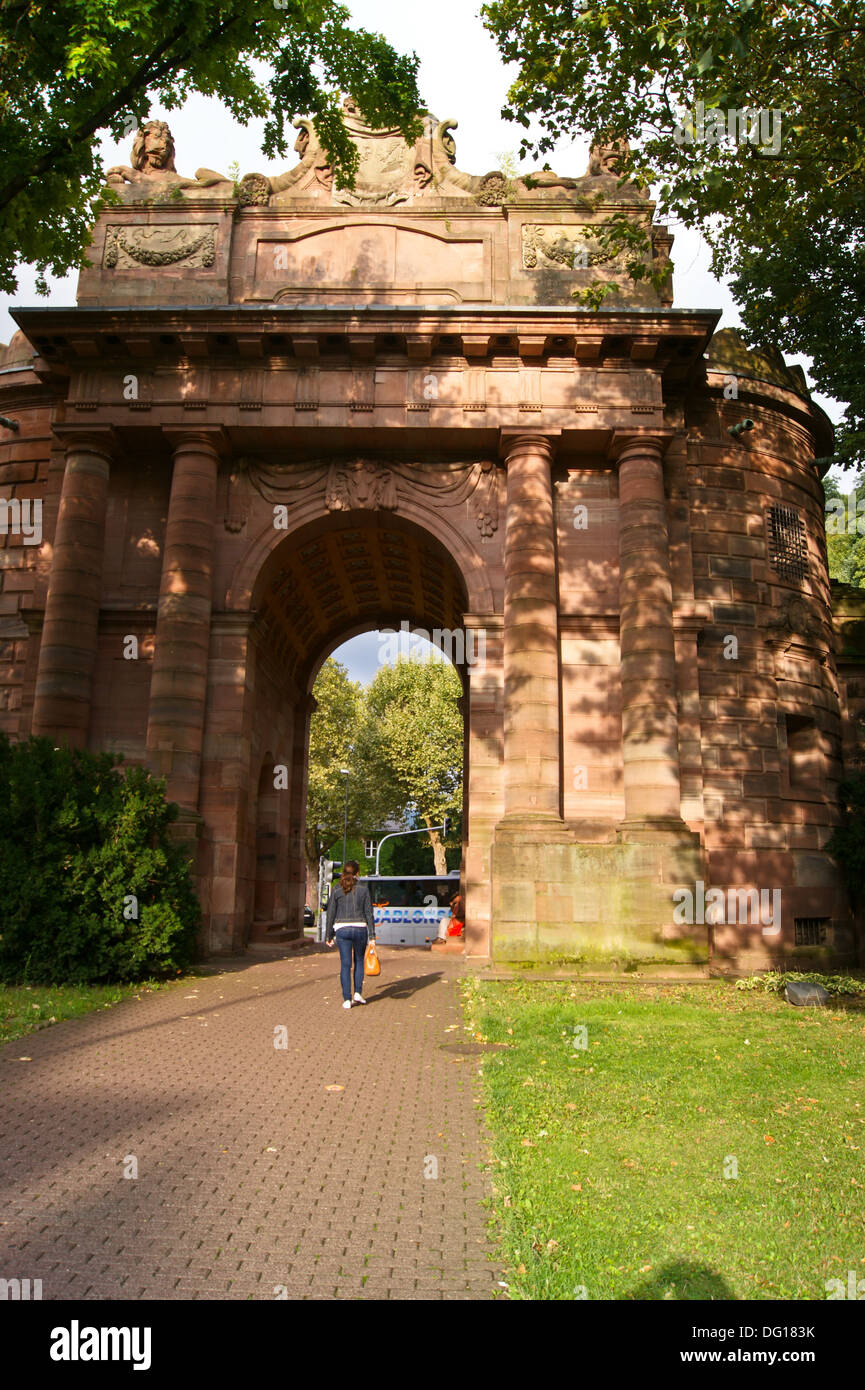 Karlstor, old city gate, by Nicholas de Pigage and Peter Simon Lamine,  1775-81, Heidelberg, Baden-Wurttemberg, Germany Stock Photo