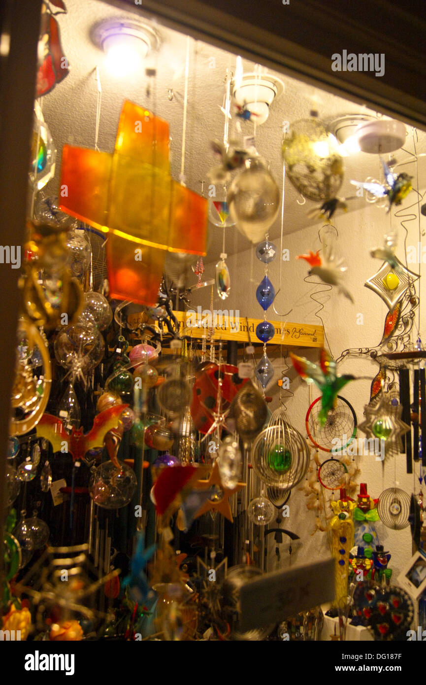 Mobiles and windchimes in a gift shop, Heidelberg, Baden-Wurttemberg, Germany Stock Photo
