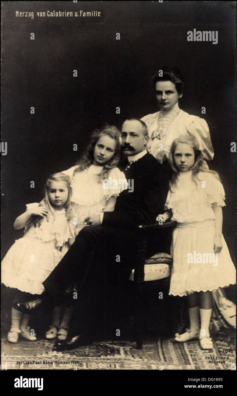 Ak Herzog von Calabrien mit Familie, Töchter, Prinzessinnen; Stock Photo