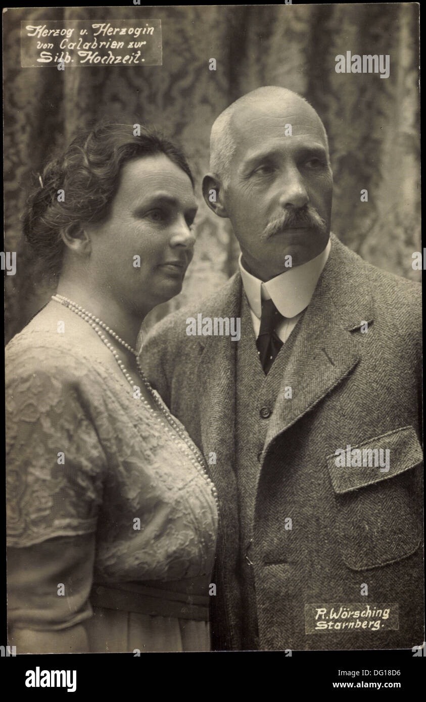 Ak Herzog Ferdinand von Kalabrien mit Ehefrau Maria, geb. Prinzessin von Bayern; Stock Photo
