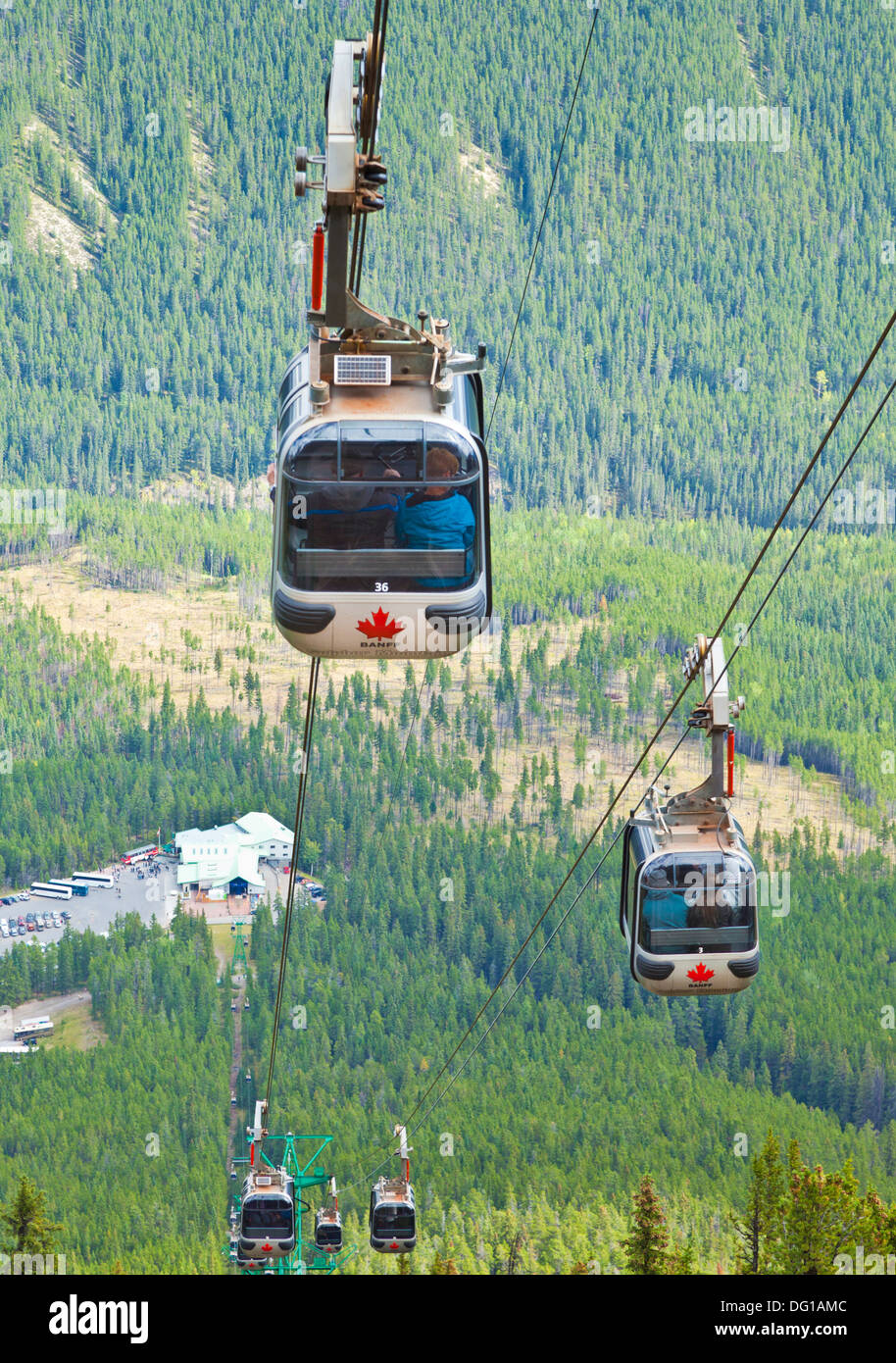 Banff gondola cable car up Sulphur Mountain Banff National Park Alberta Rockies Canada Stock Photo