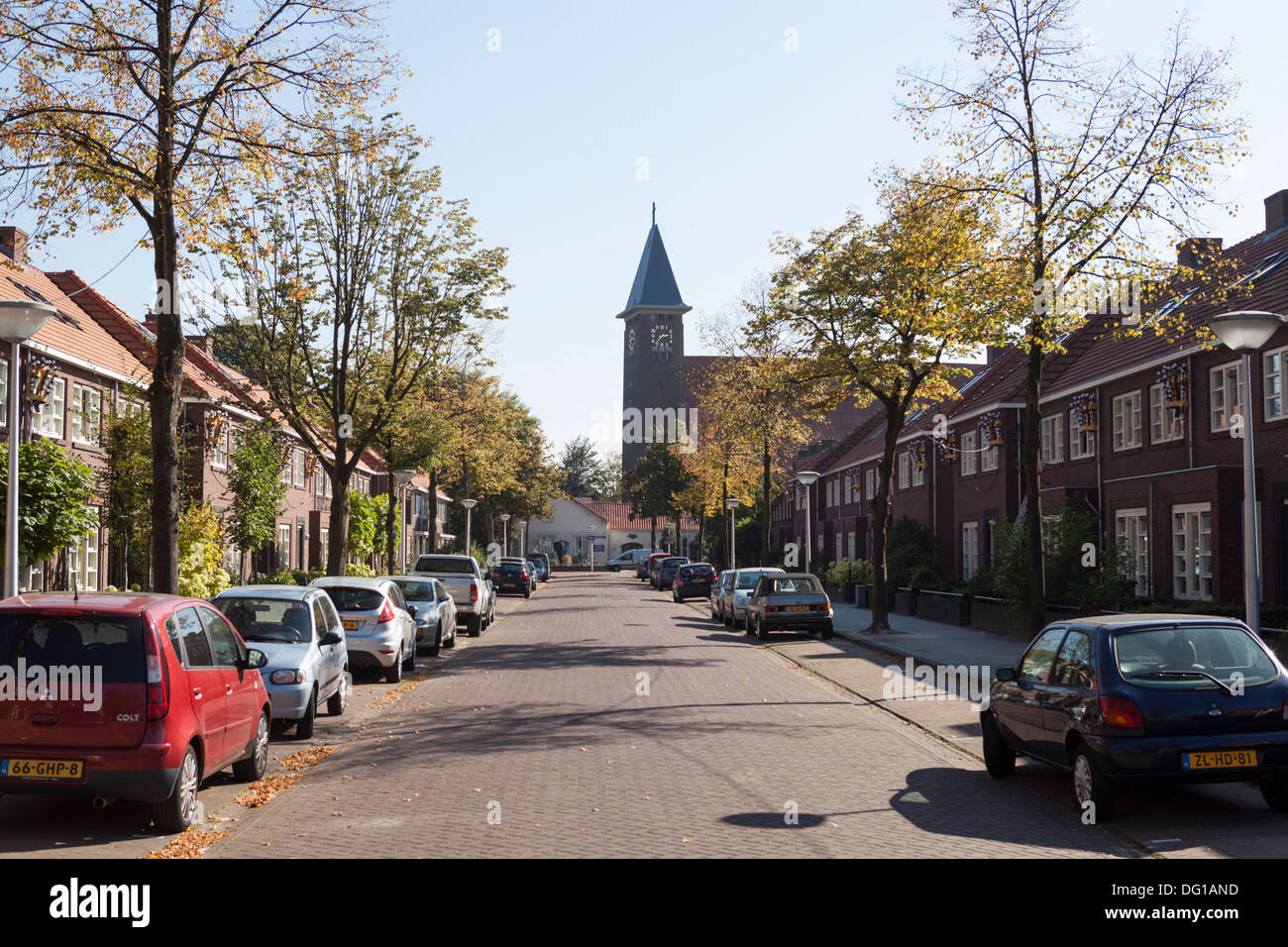 Average street in the neighborhood 'kronehoef' in Eindhoven, Noord-Brabant, Netherlands Stock Photo