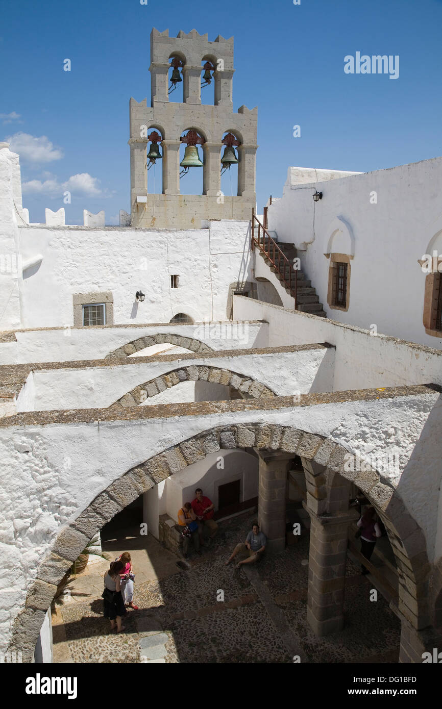 europe, greece, dodecanese, patmos island, chora, monastery of saint john theologian Stock Photo