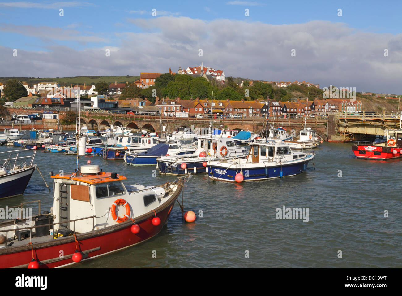 Fishing boats in Folkestone Harbour Kent England UK Stock Photo