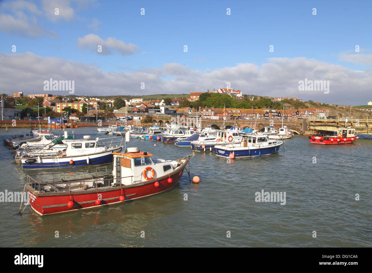 Fishing boats in Folkestone Harbour Kent England UK Stock Photo