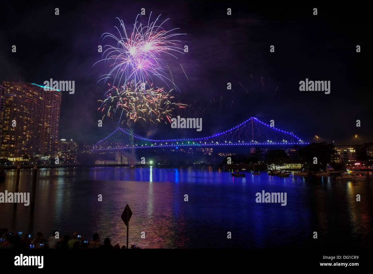 Fireworks display during Riverfire in Brisbane Stock Photo