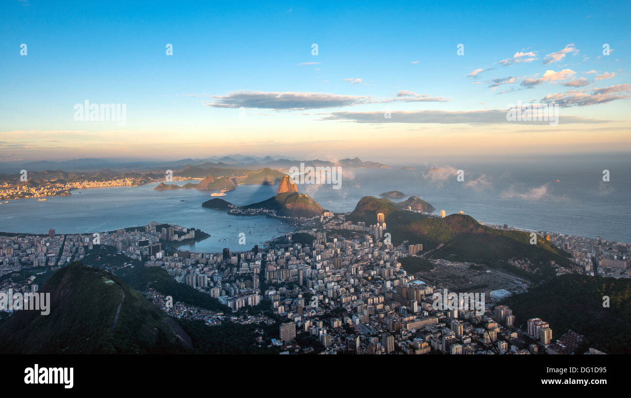 Sugarloaf Mountain, Rio de Janeiro from Corcovado, Brazil Stock Photo
