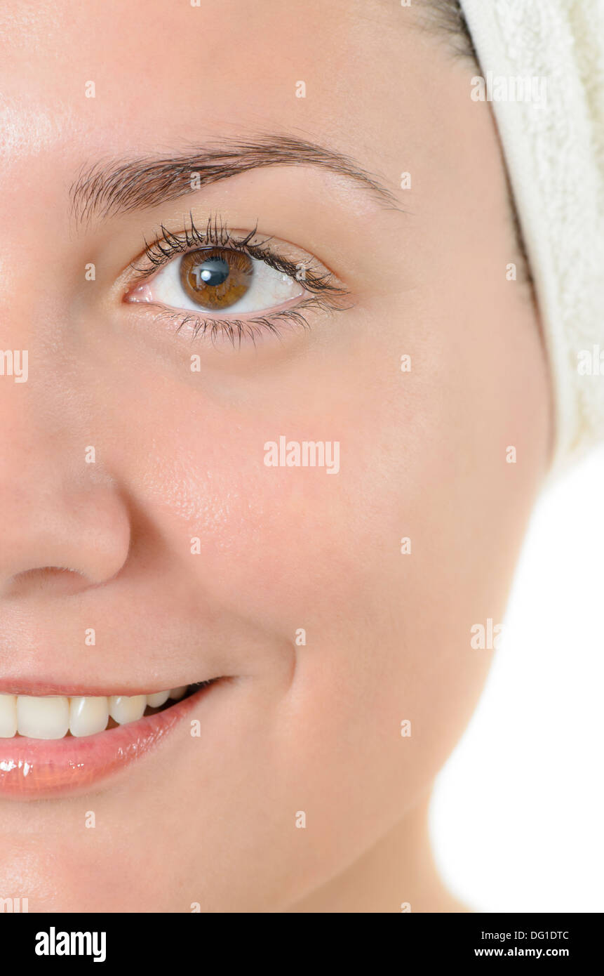 Close-up portrait of a young woman with perfect skin Stock Photo