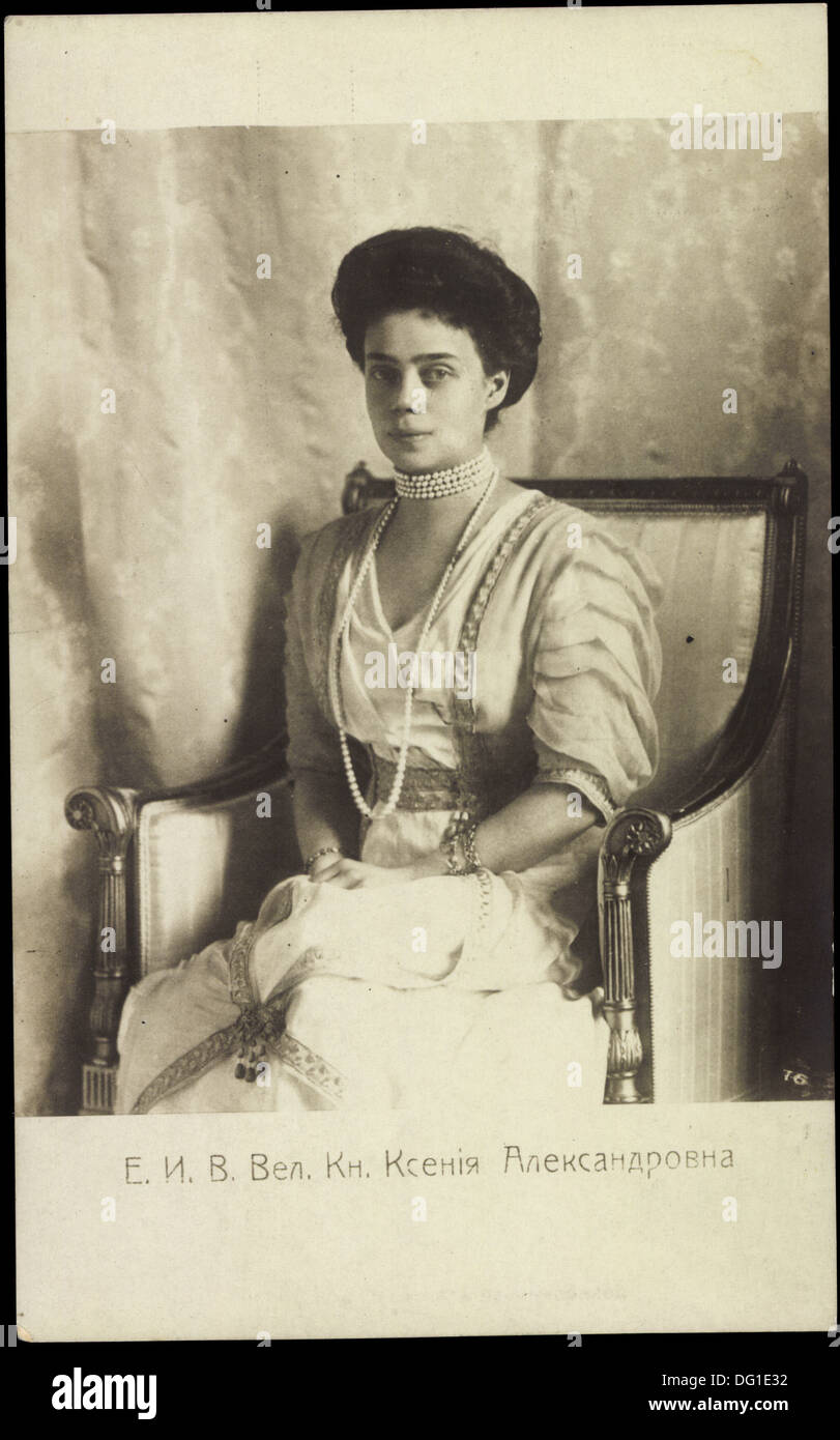 Ak Xenija Alexandrowna Romanowa, Adel Russland, Sitzportrait; Stock Photo