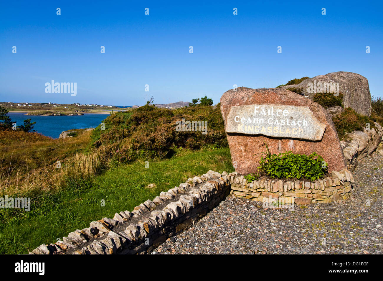 Welcome to Kincasslagh or Failte Ceann Caslach sign on rock in Gaelic ...