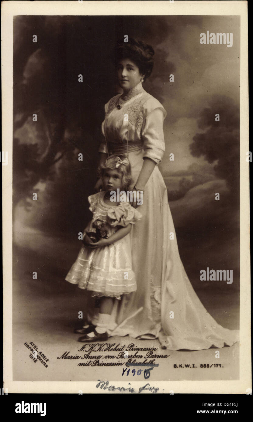 Ak I.K.H. Prinzessin Maria Anna von Bourbon Parma, Prinzessin Elisabeth; Stock Photo