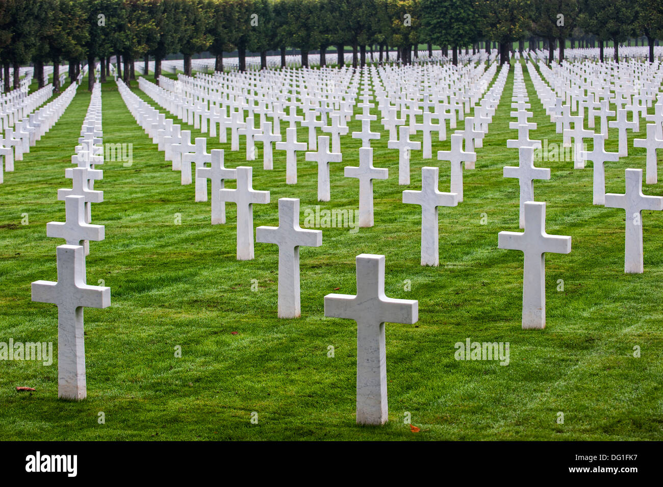 WW1 graves of First World War One soldiers at the Meuse-Argonne American Cemetery and Memorial, Romagne-sous-Montfaucon, France Stock Photo