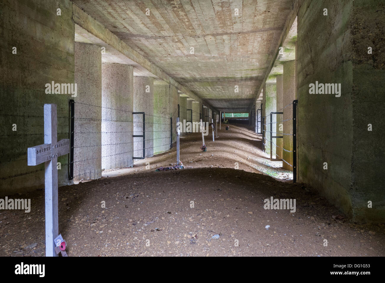 First World War One memorial Tranchée Des Baïonnettes / Trench of Bayonets at Douaumont, Lorraine, WWI Battle of Verdun, France Stock Photo