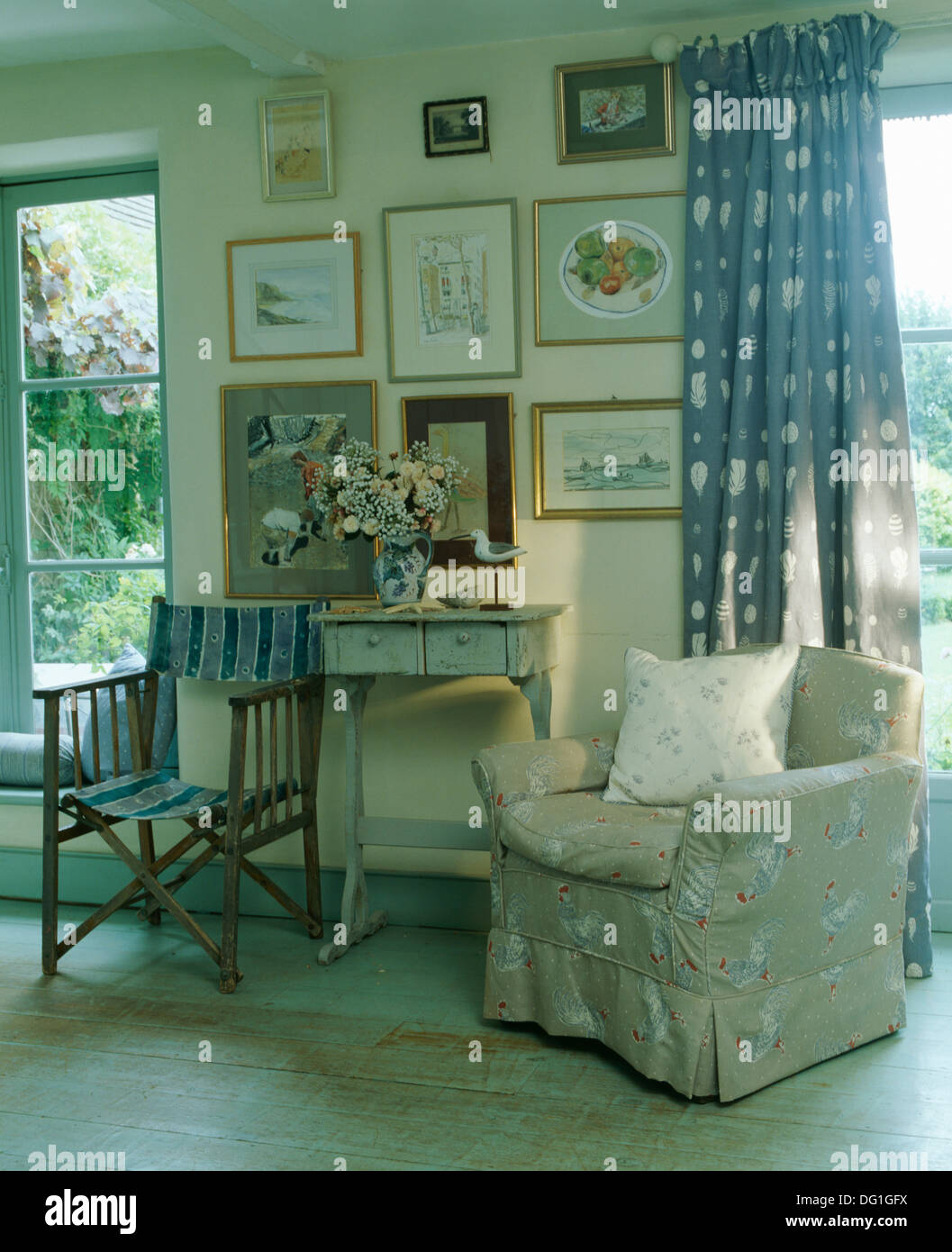 Director S Chair And Beige Armchair In Vanessa Arbuthnott Fabric