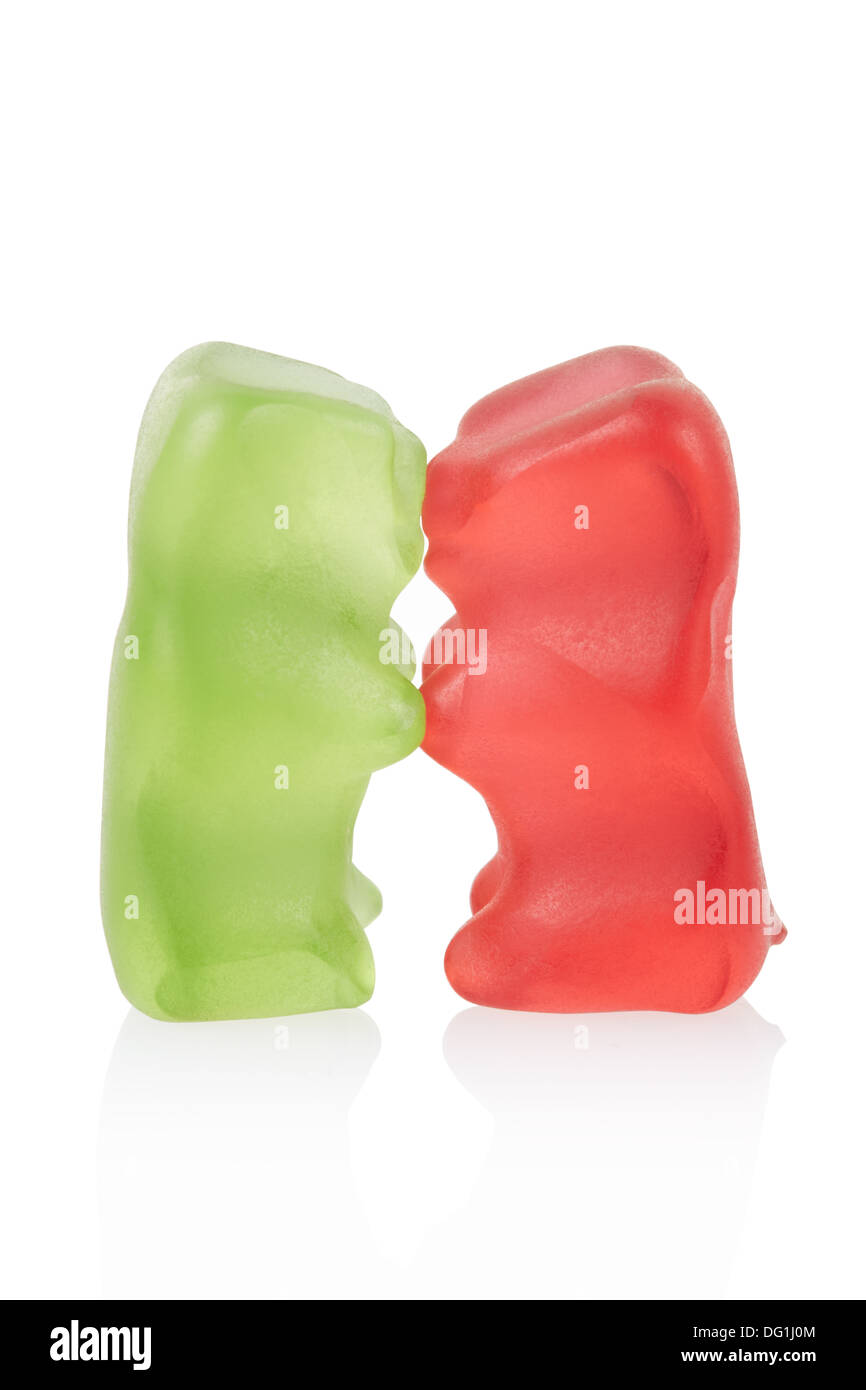 Gummy bears kissing couple Stock Photo