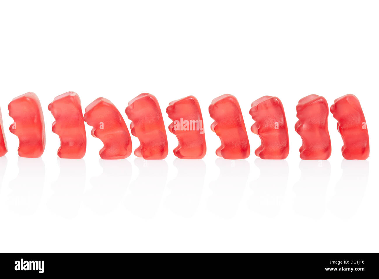Gummy bears candies queue Stock Photo