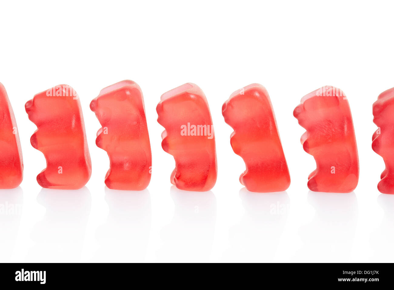 Gummy bears candies queue Stock Photo