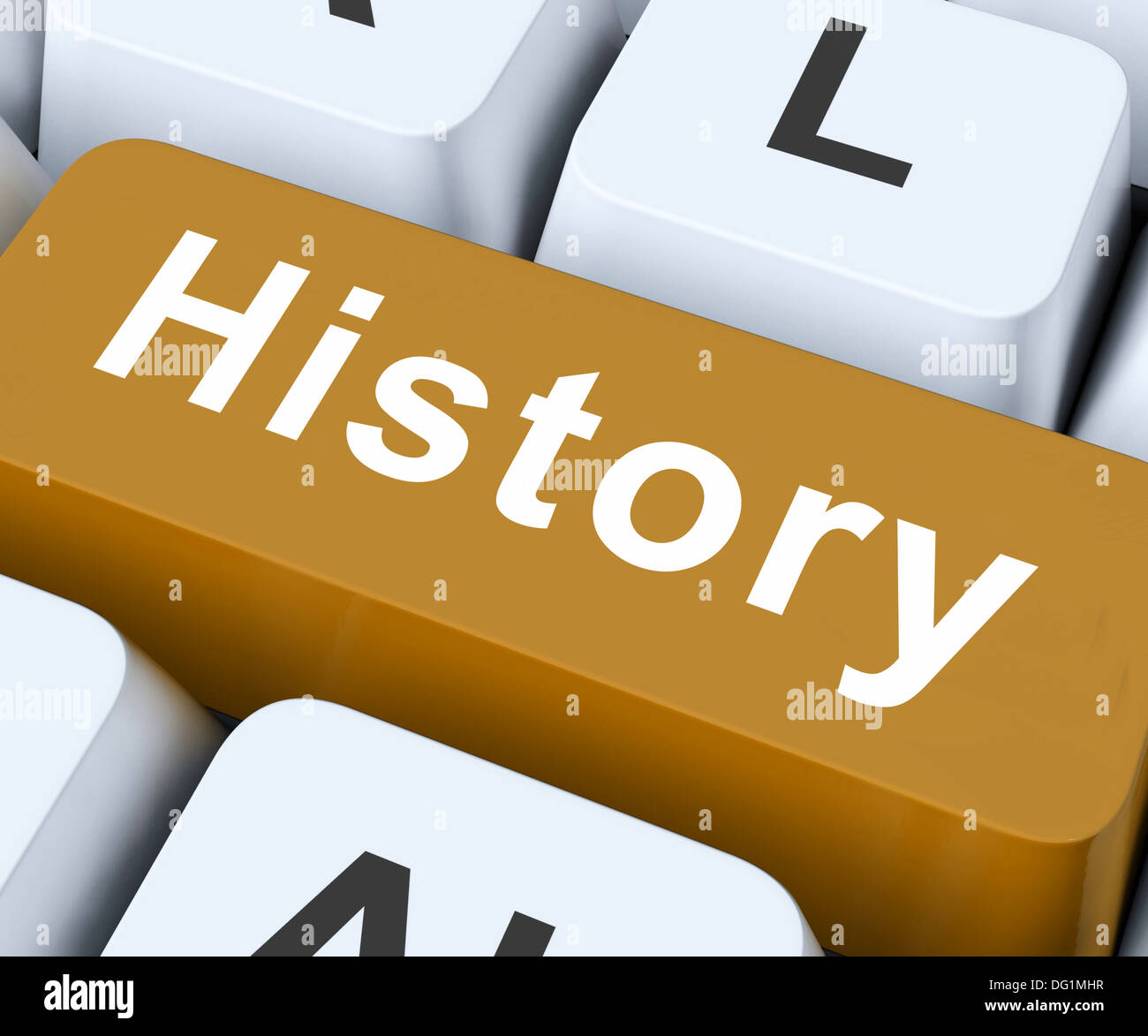 History Key On Keyboard Meaning Past Yesterday Or Old Days Stock Photo