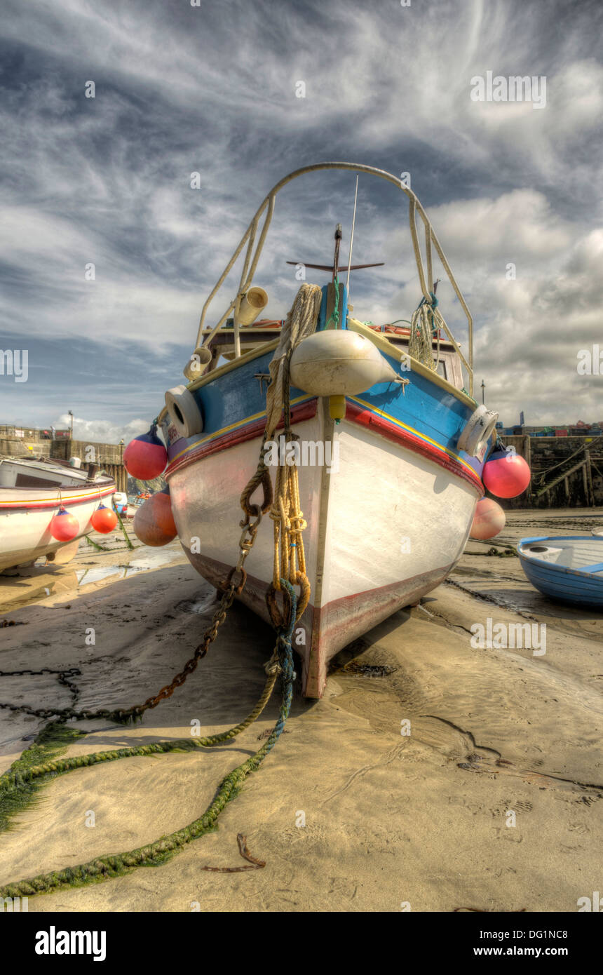 fishing boat in Newquay harbour, Cornwall Stock Photo