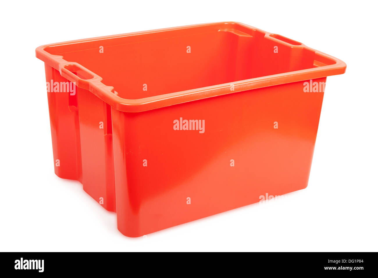 red plastic box isolated on white background Stock Photo