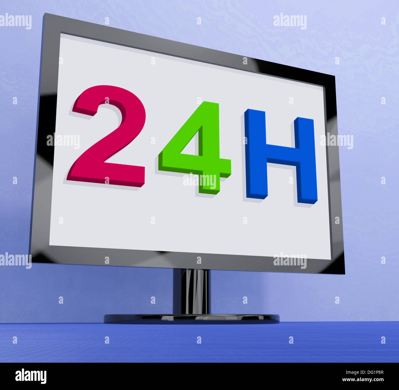 24h On Monitor Showing All Day Service Online Stock Photo Alamy