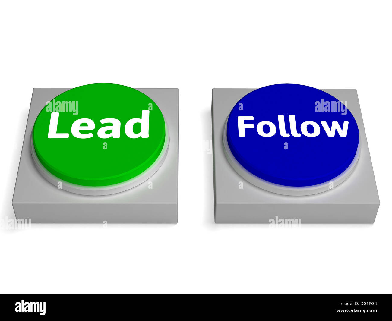 Lead Follow Buttons Showing Leading Or Following Stock Photo Alamy