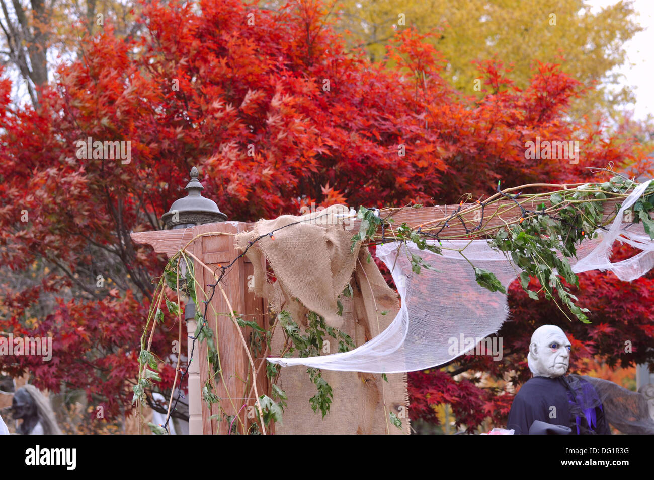 House decorated for Halloween. New England. USA Stock Photo