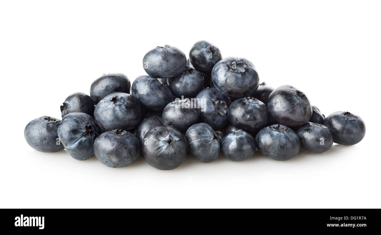 Handful of blueberries isolated on a white background Stock Photo