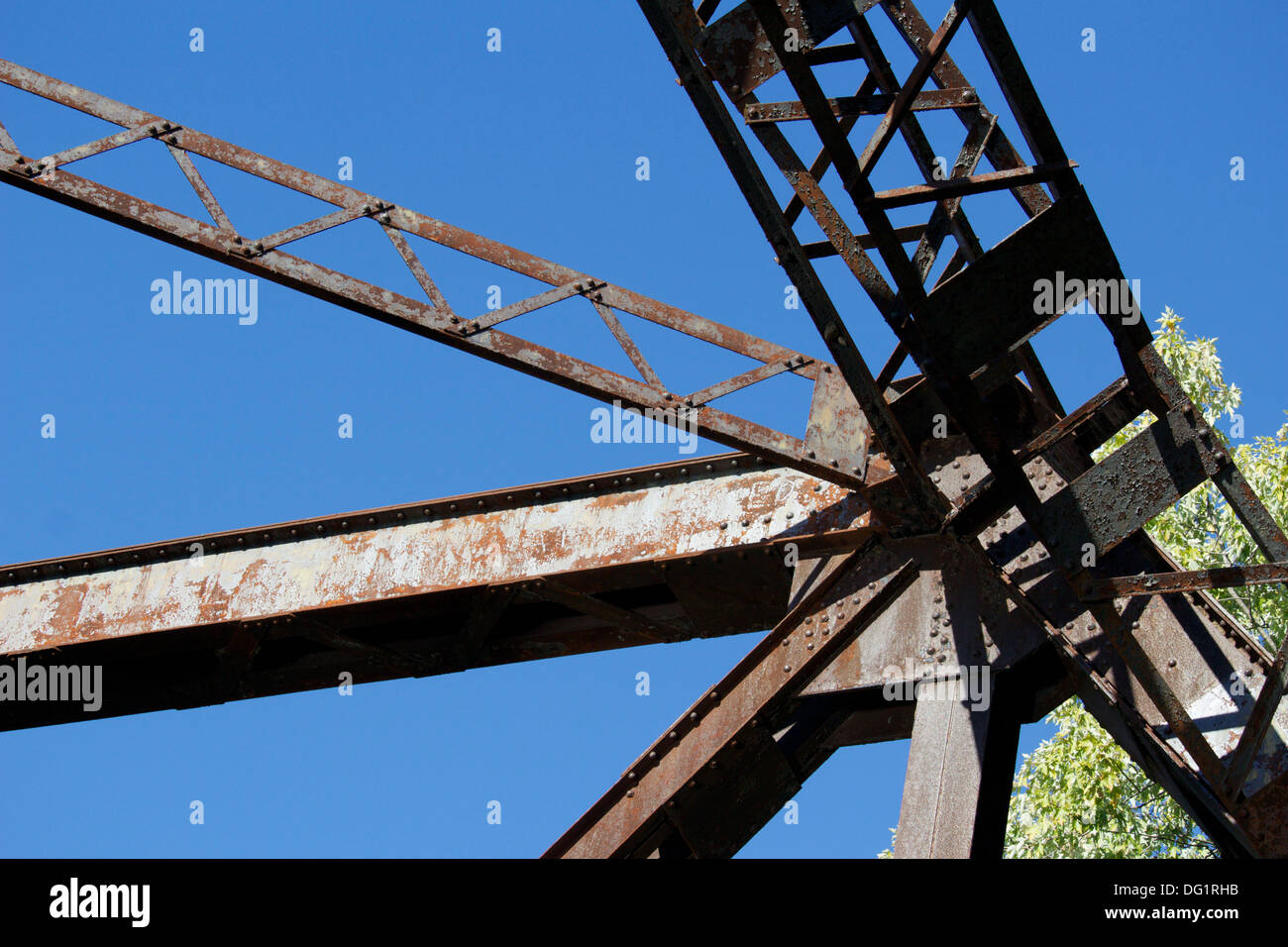 Steel truss cantilever bridge detail. Stock Photo
