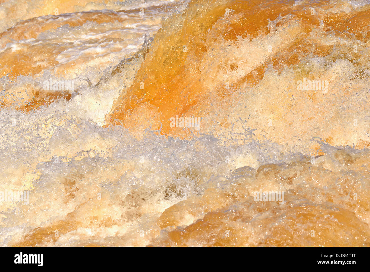 Turbulent water close-up of the Iguassu Falls in the National Park Iguassu Stock Photo