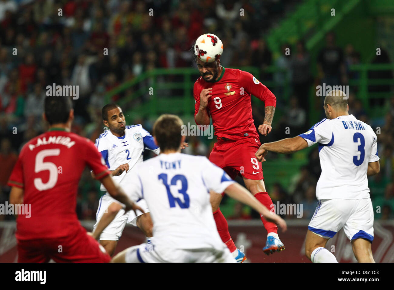 Lisbon, Portugal. 11th Oct, 2013. Hugo Almeida, Portugal forward during the qualifying soccer match for the Brazil 2014 FIFA World Cup, between Portugal and Israel, on October 11, 2013, in Alvalade stadium in Lisbon. Credit:  Action Plus Sports/Alamy Live News Stock Photo