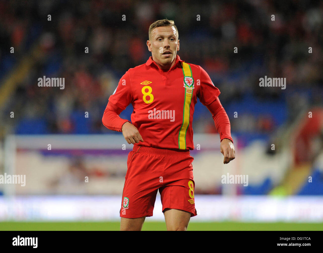 Cardiff, Wales, UK. 11th Oct, 2013. FIFA 2014 World Cup Qualifying Match - Wales v Macedonia at the Cardiff City Stadium : Craig Bellamy playing his last home game for Wales. Credit:  Phil Rees/Alamy Live News Stock Photo
