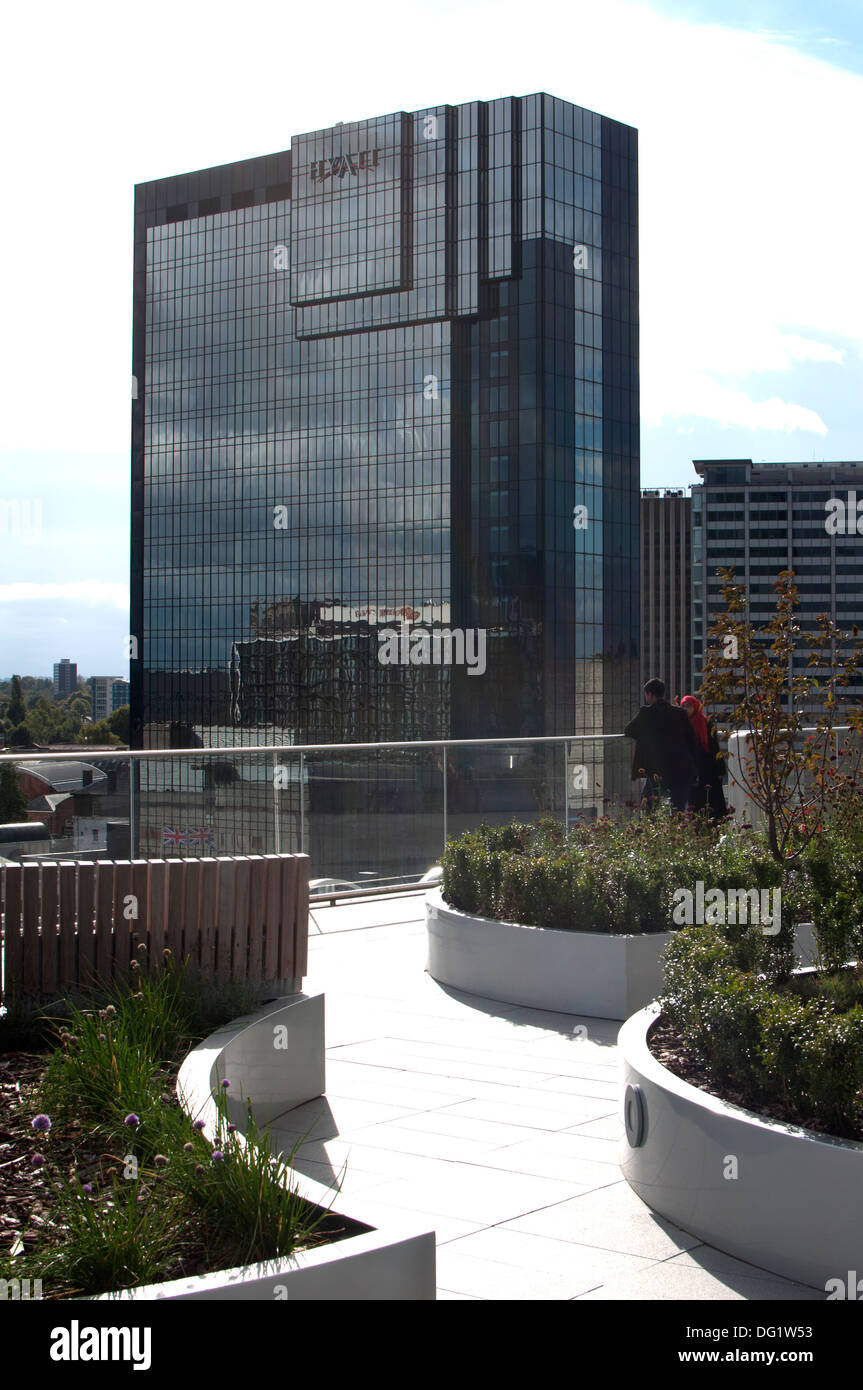 Hyatt Regency hotel from Library of Birmingham roof garden, Birmingham ...