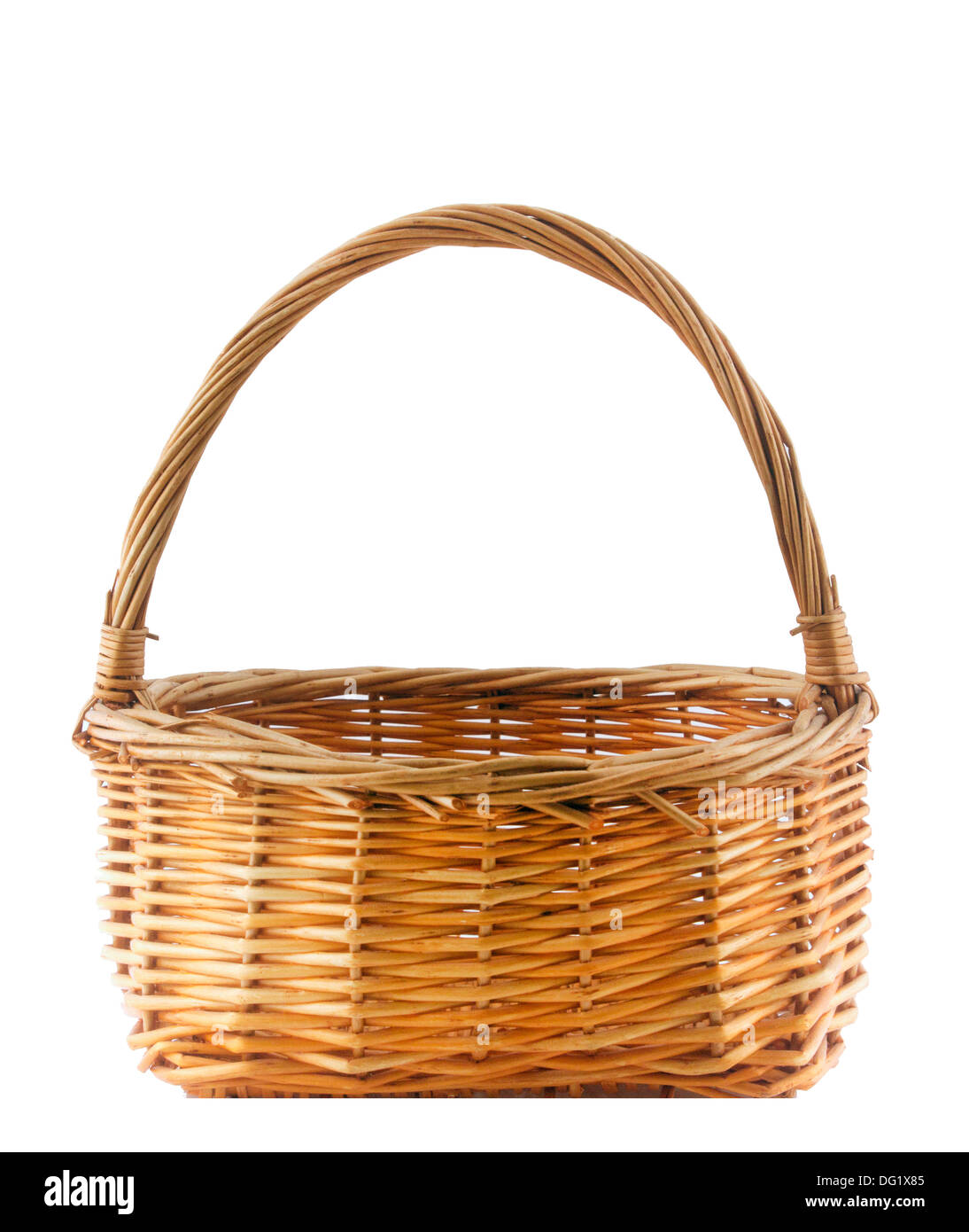 Wicker basket isolated on white background (with clipping work path