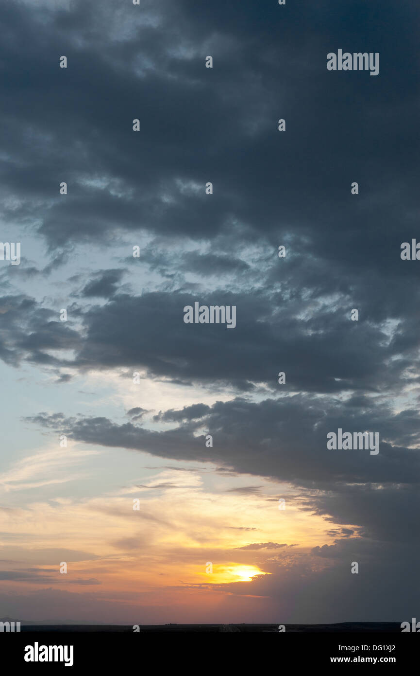 Cloudy sunset in Texas Stock Photo