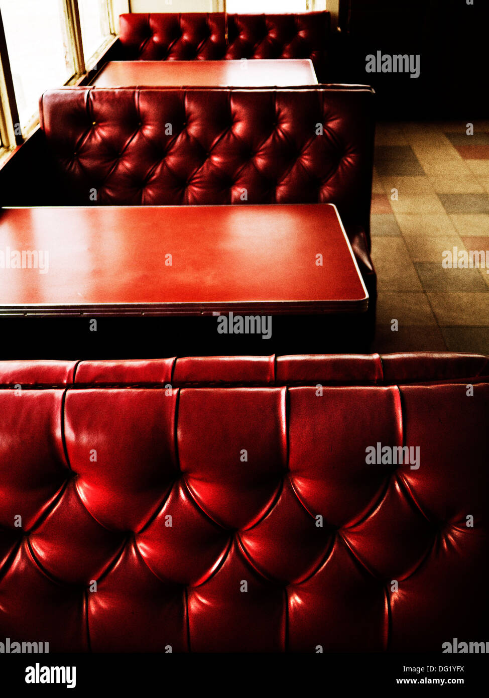Red Restaurant Booths And Tables Stock Photo Alamy