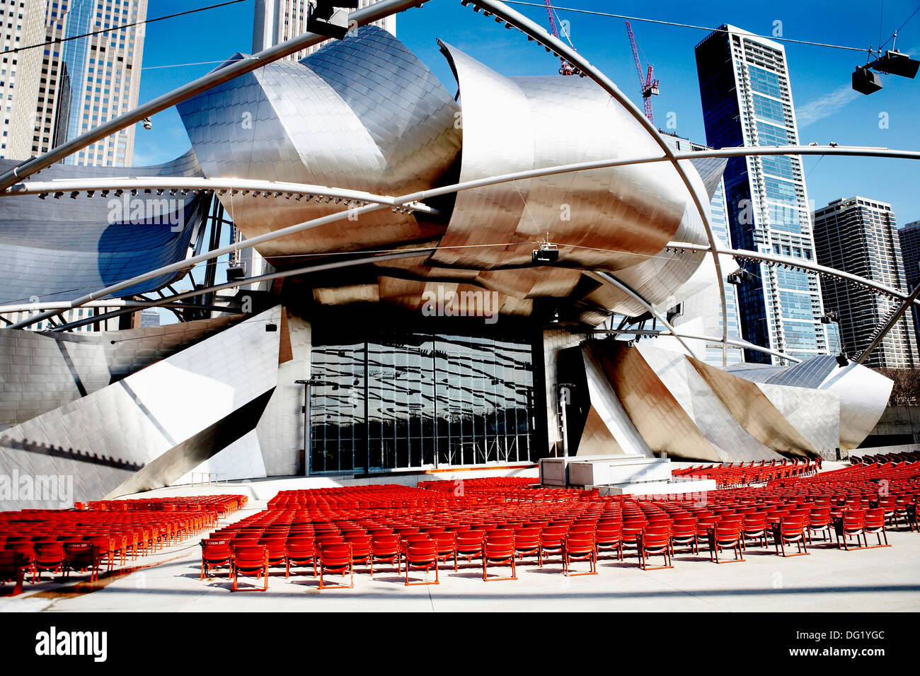 Jay Pritzker Pavilion, Millennium Park, Chicago, Illinois, USA Stock Photo