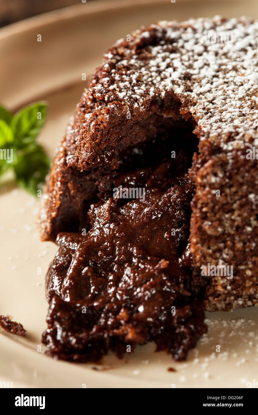 Homemade Chocolate Lava Cake Dessert with Mint Stock Photo Alamy